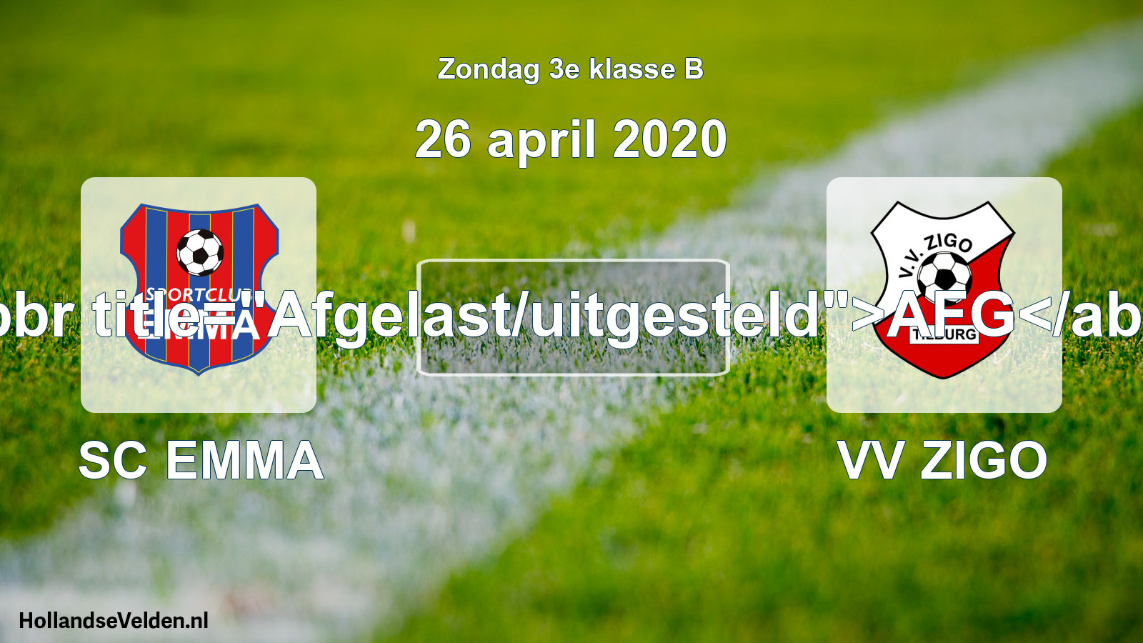 Scheduled Match: SC EMMA - VV ZIGO (26 April 2020)