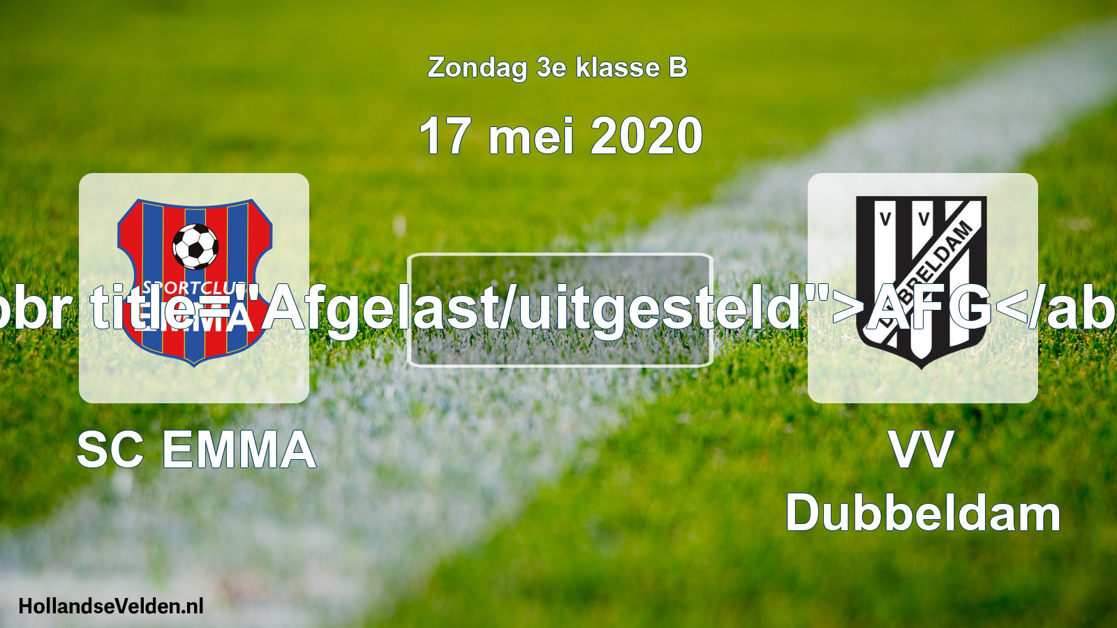 Scheduled Match: SC EMMA - VV Dubbeldam (17 May 2020)