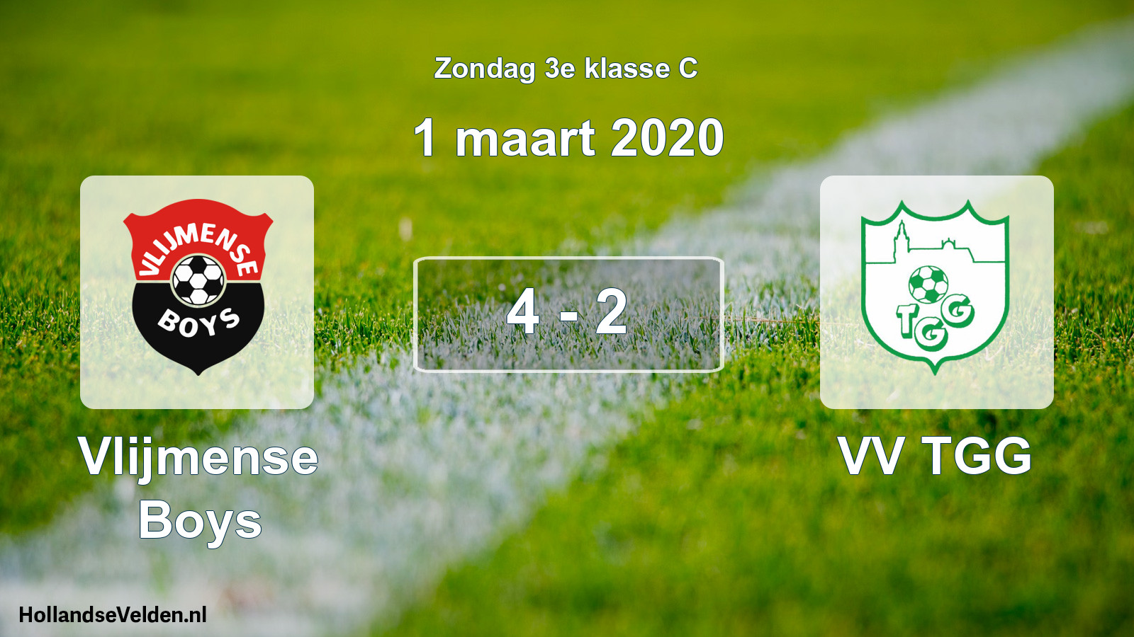 Total number of matches played: Vlijmense Boys - VV TGG 4 - 2 (1 March 2020)