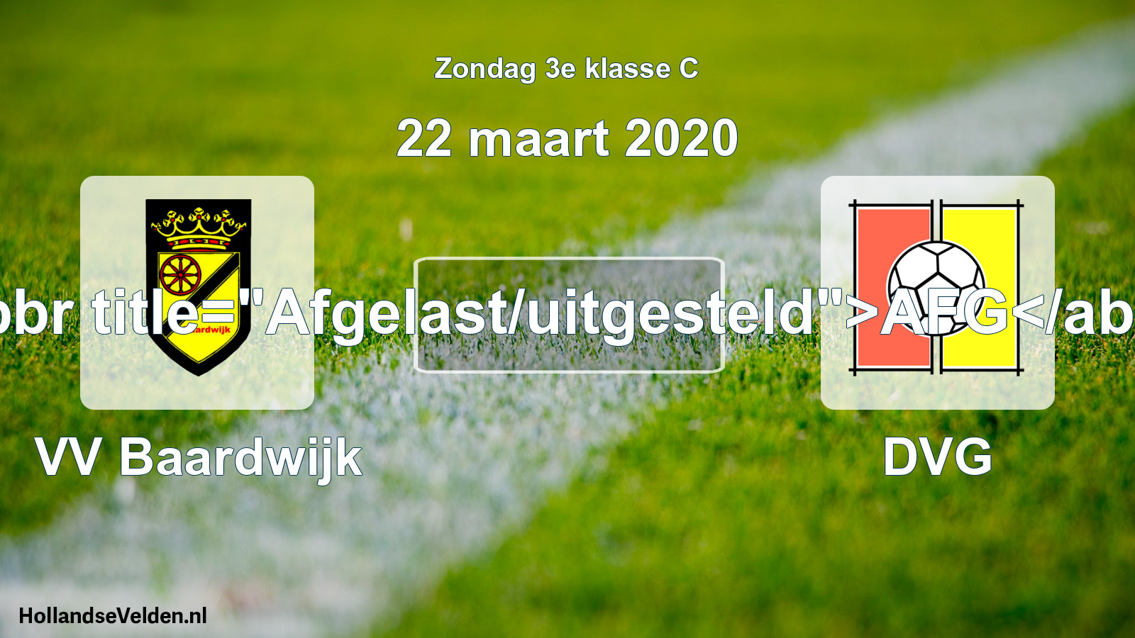 Scheduled Match: VV Baardwijk - DVG (22 March 2020)