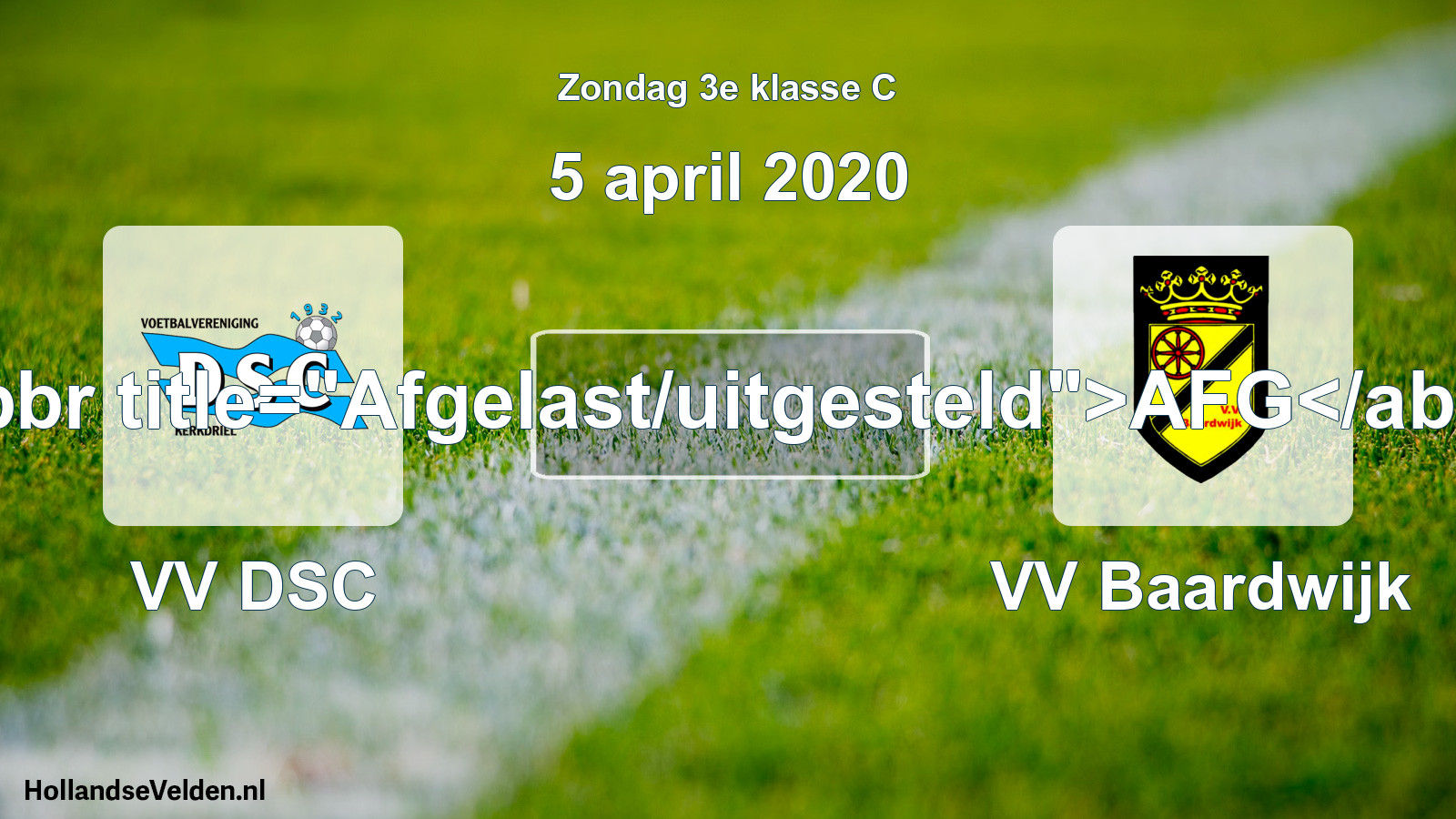 Scheduled Match: VV DSC - VV Baardwijk (5 April 2020)