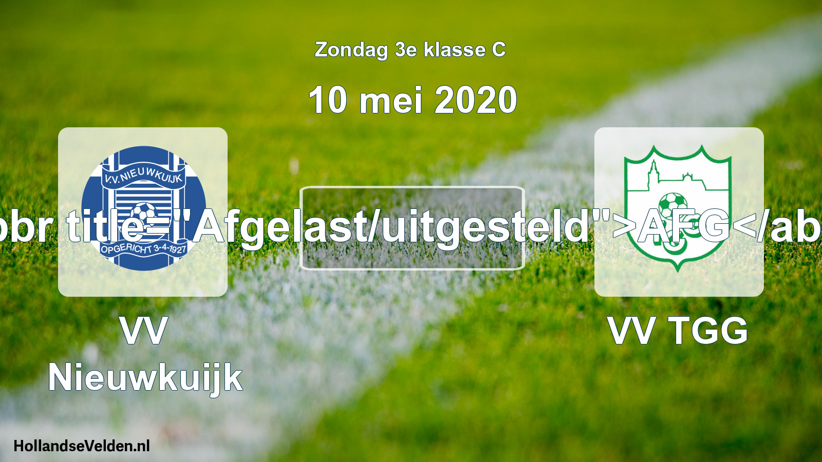 Scheduled Match: VV Nieuwkuijk - VV TGG (10 May 2020)