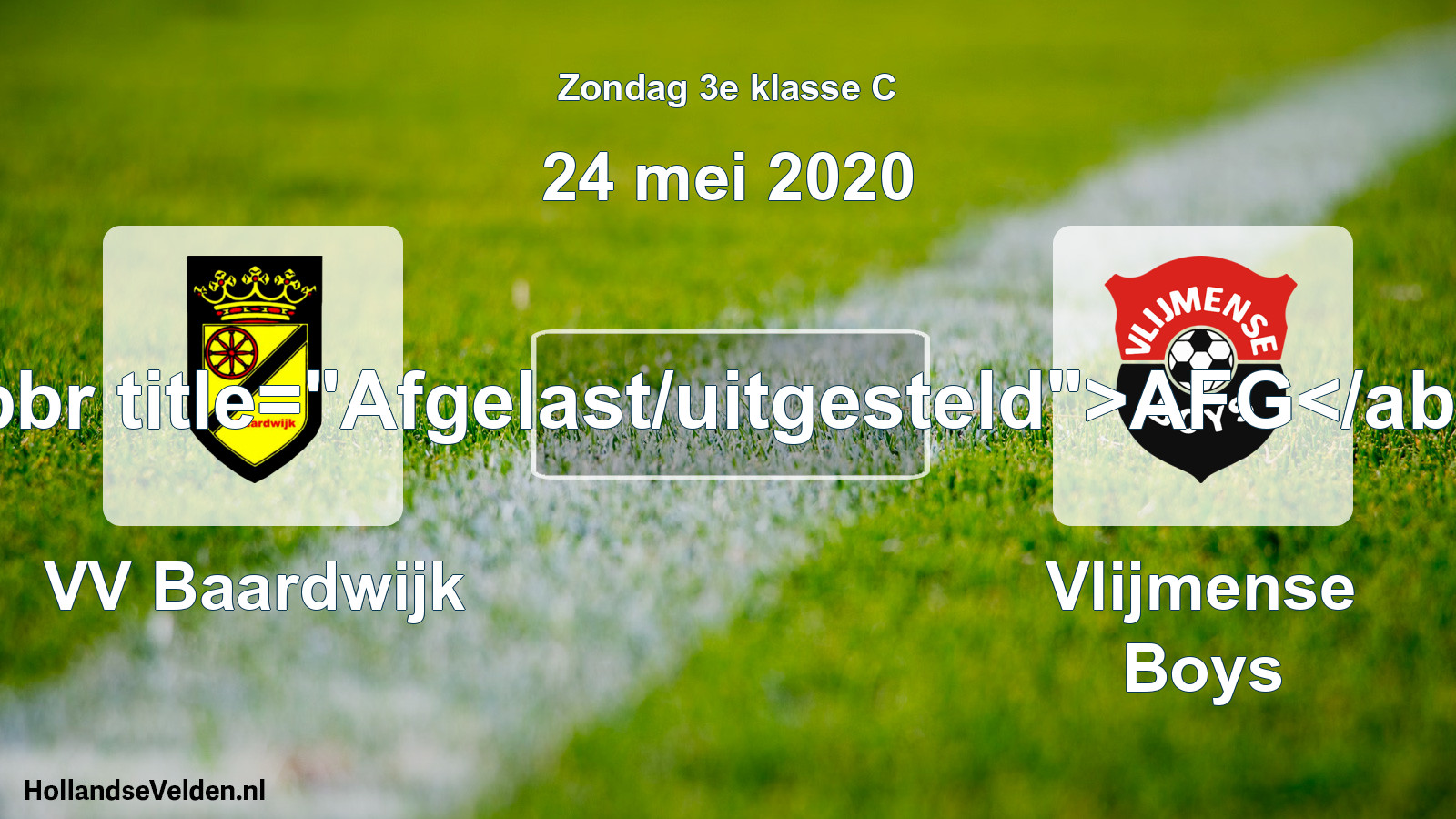 Scheduled Match: VV Baardwijk - Vlijmense Boys (24 May 2020)