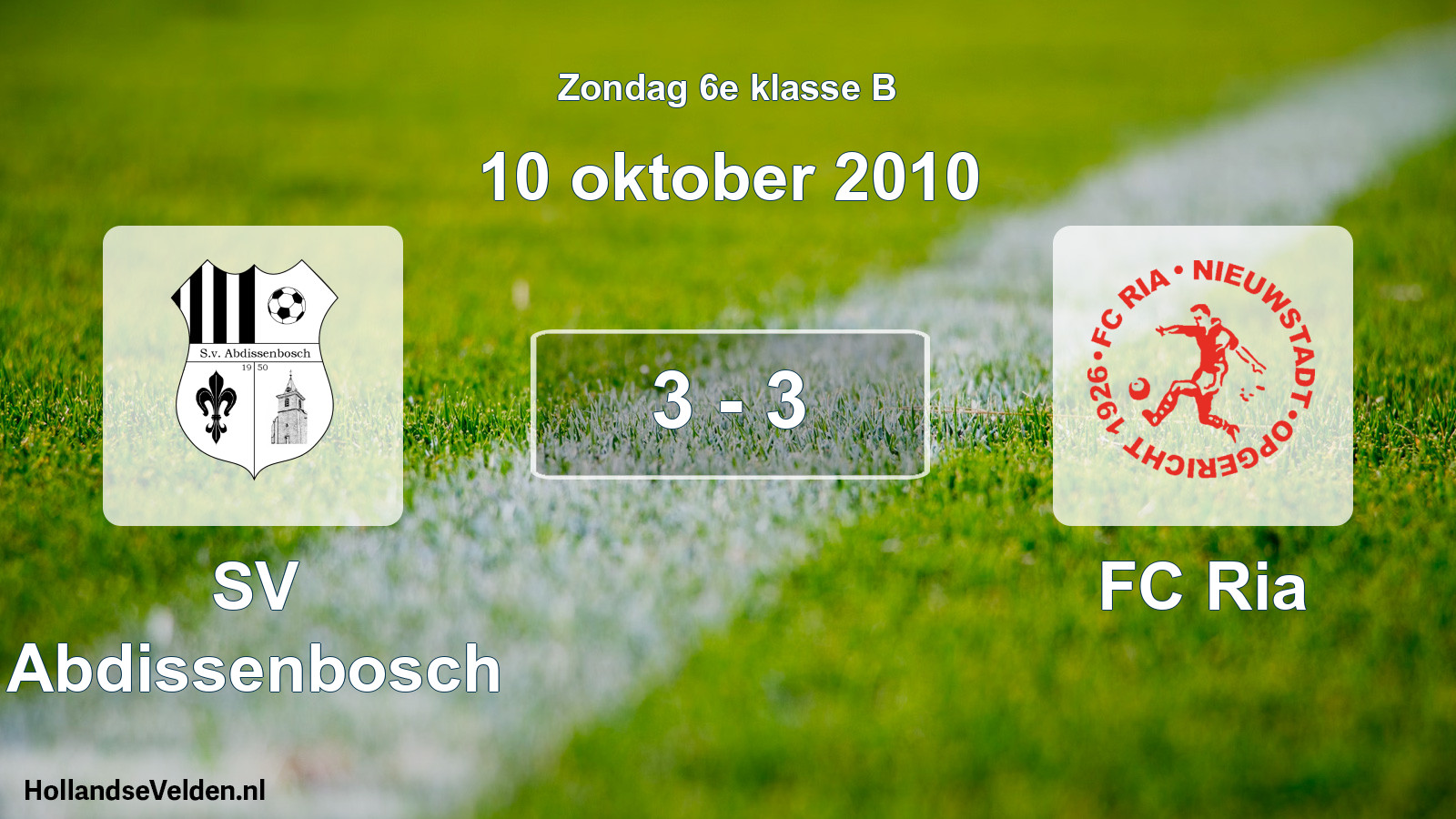 Total number of matches played: SV Abdissenbosch - FC Ria 3 - 3 (10 October 2010)