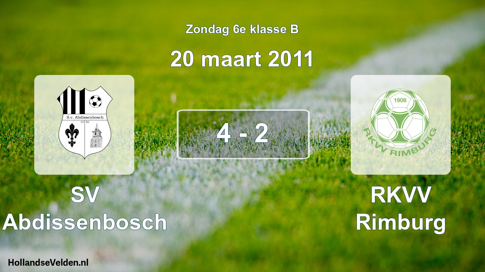 Total number of matches played: SV Abdissenbosch - RKVV Rimburg 4 - 2 (20 March 2011)