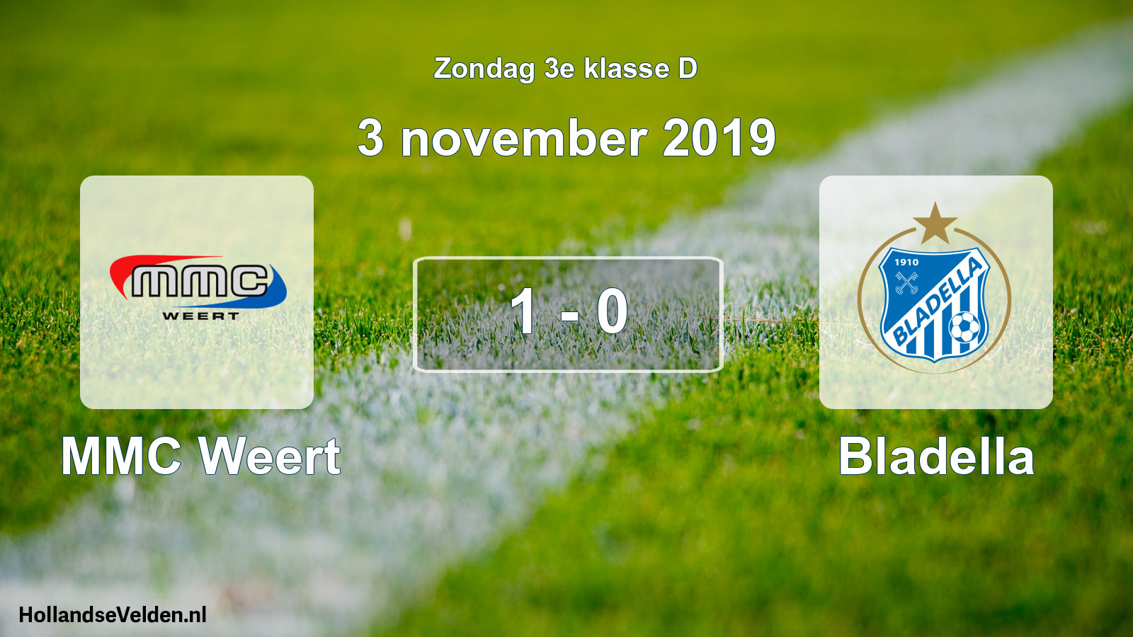 Total number of matches played: MMC Weert - Bladella 1 - 0 (3 November 2019)