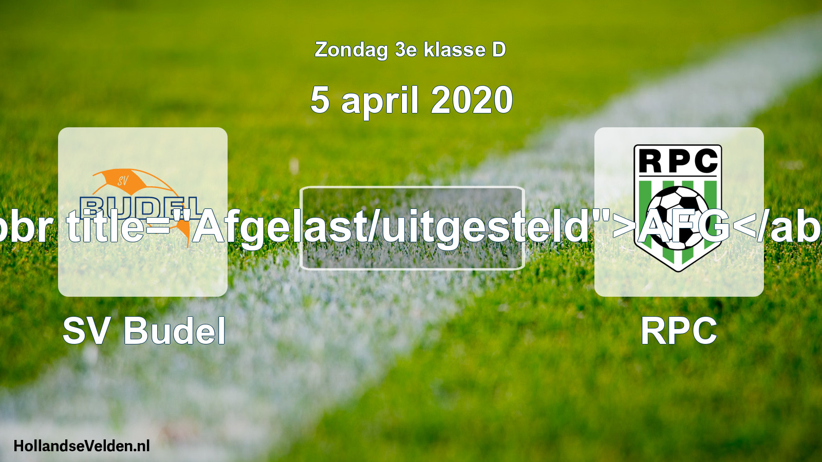 Scheduled Match: SV Budel - RPC (5 April 2020)