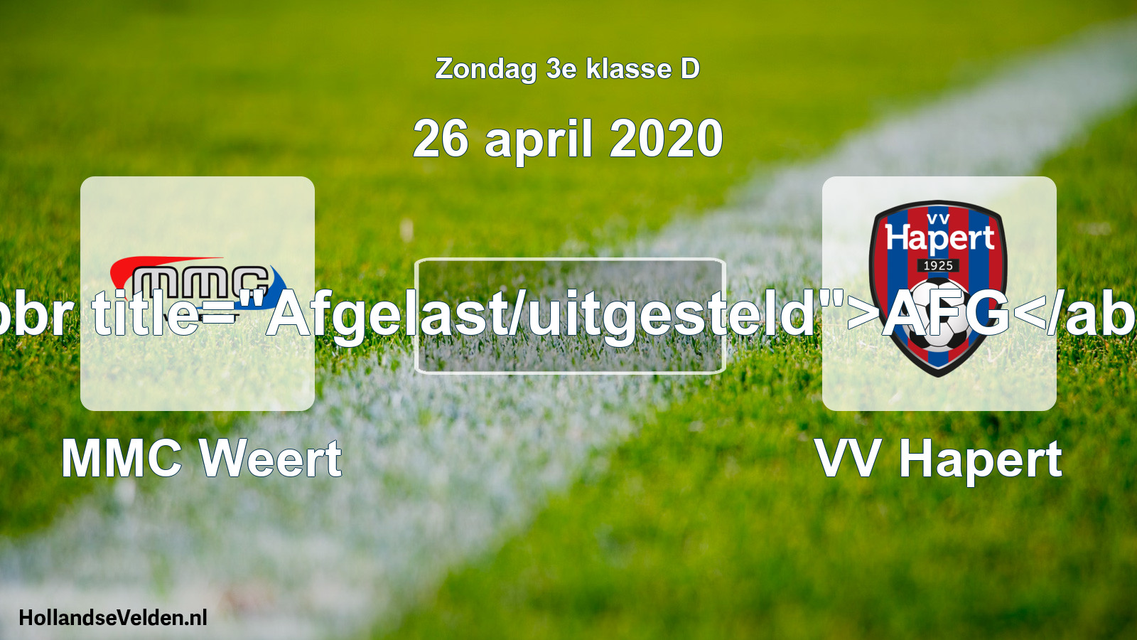 Scheduled Match: MMC Weert - VV Hapert (26 April 2020)