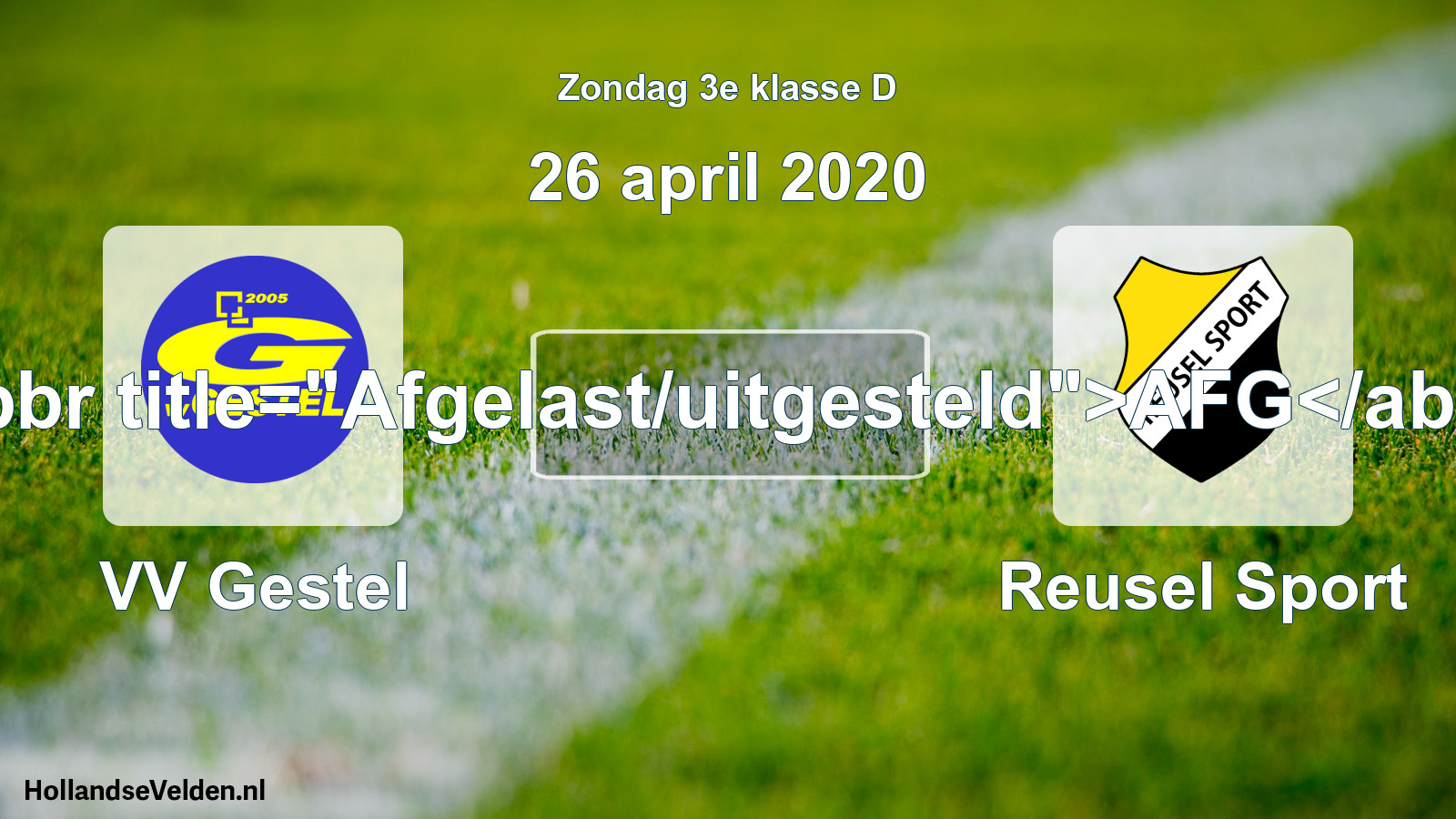 Scheduled Match: VV Gestel - Reusel Sport (26 April 2020)