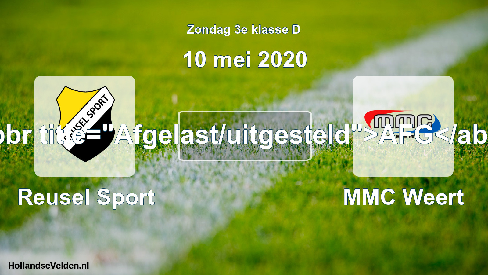 Scheduled Match: Reusel Sport - MMC Weert (10 May 2020)