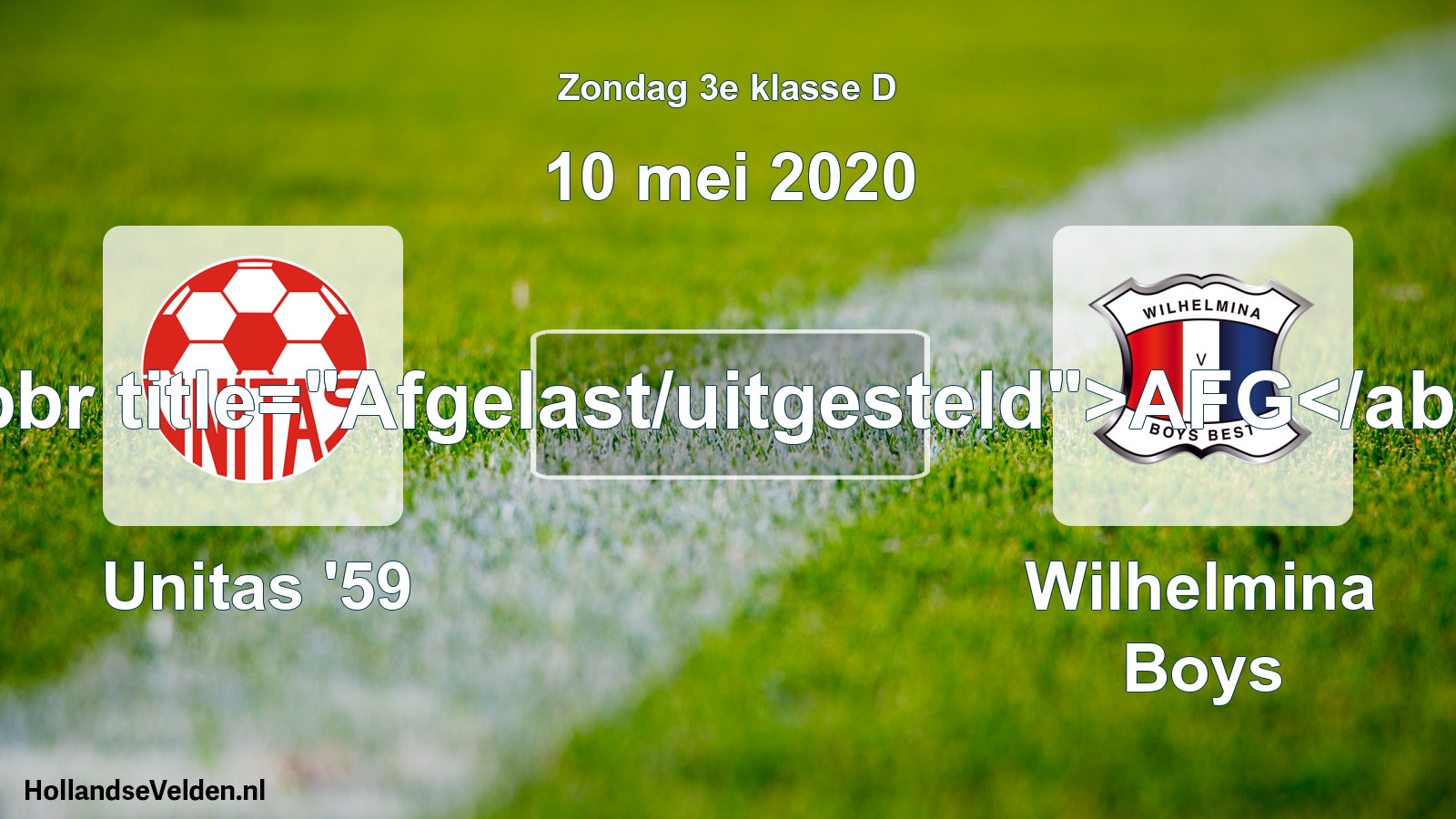 Scheduled Match: Unitas '59 - Wilhelmina Boys (10 May 2020)