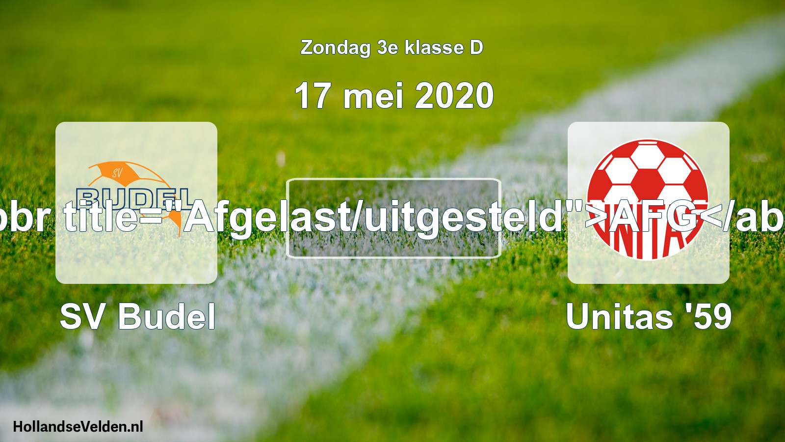 Scheduled Match: SV Budel - Unitas '59 (17 May 2020)
