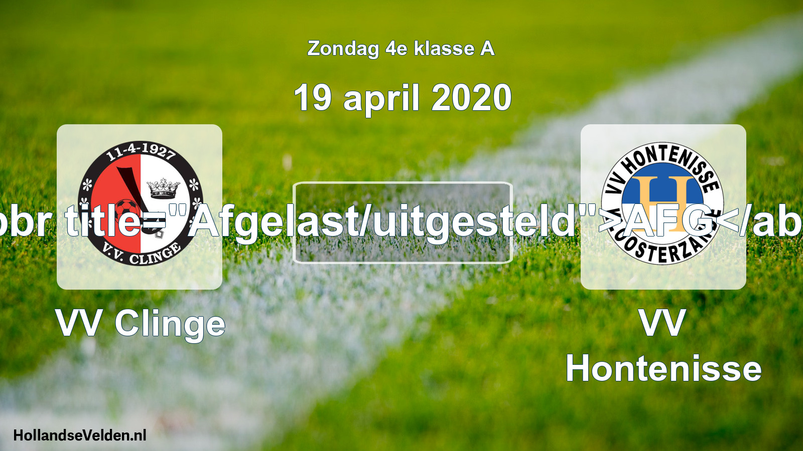 Scheduled Match: VV Clinge - VV Hontenisse (19 April 2020)