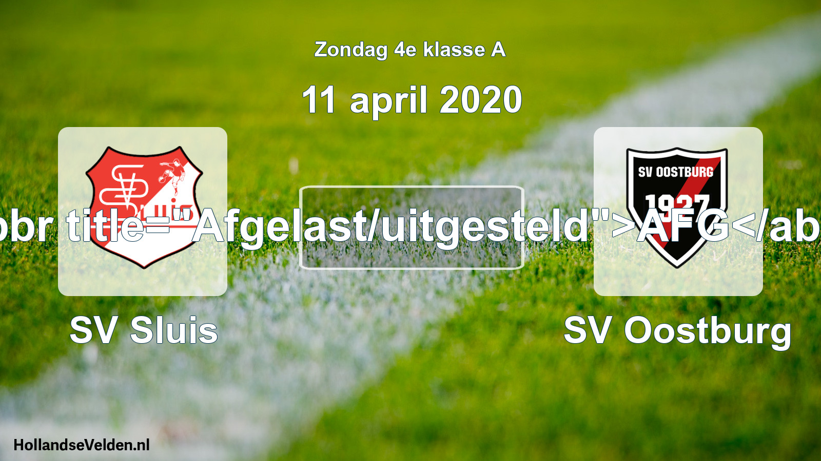 Scheduled Match: SV Sluis - SV Oostburg (11 April 2020)
