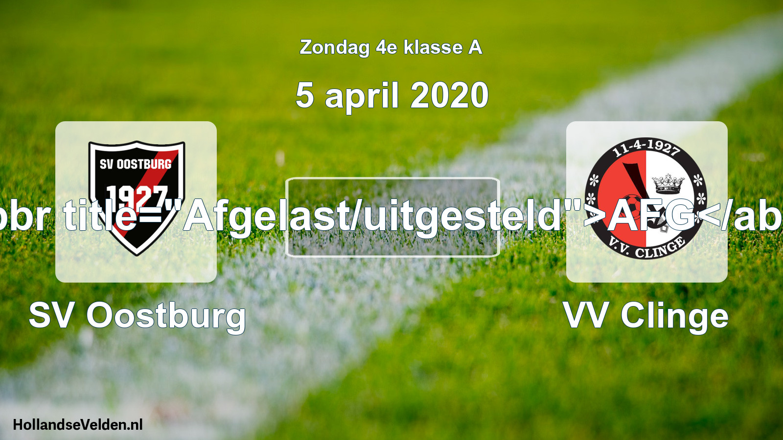 Scheduled Match: SV Oostburg - VV Clinge (5 April 2020)