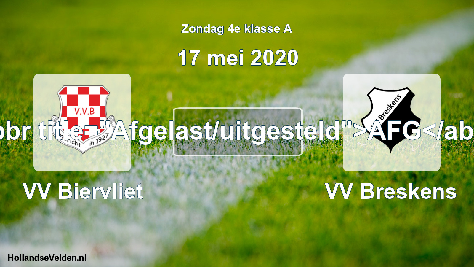 Scheduled Match: VV Biervliet - VV Breskens (17 May 2020)