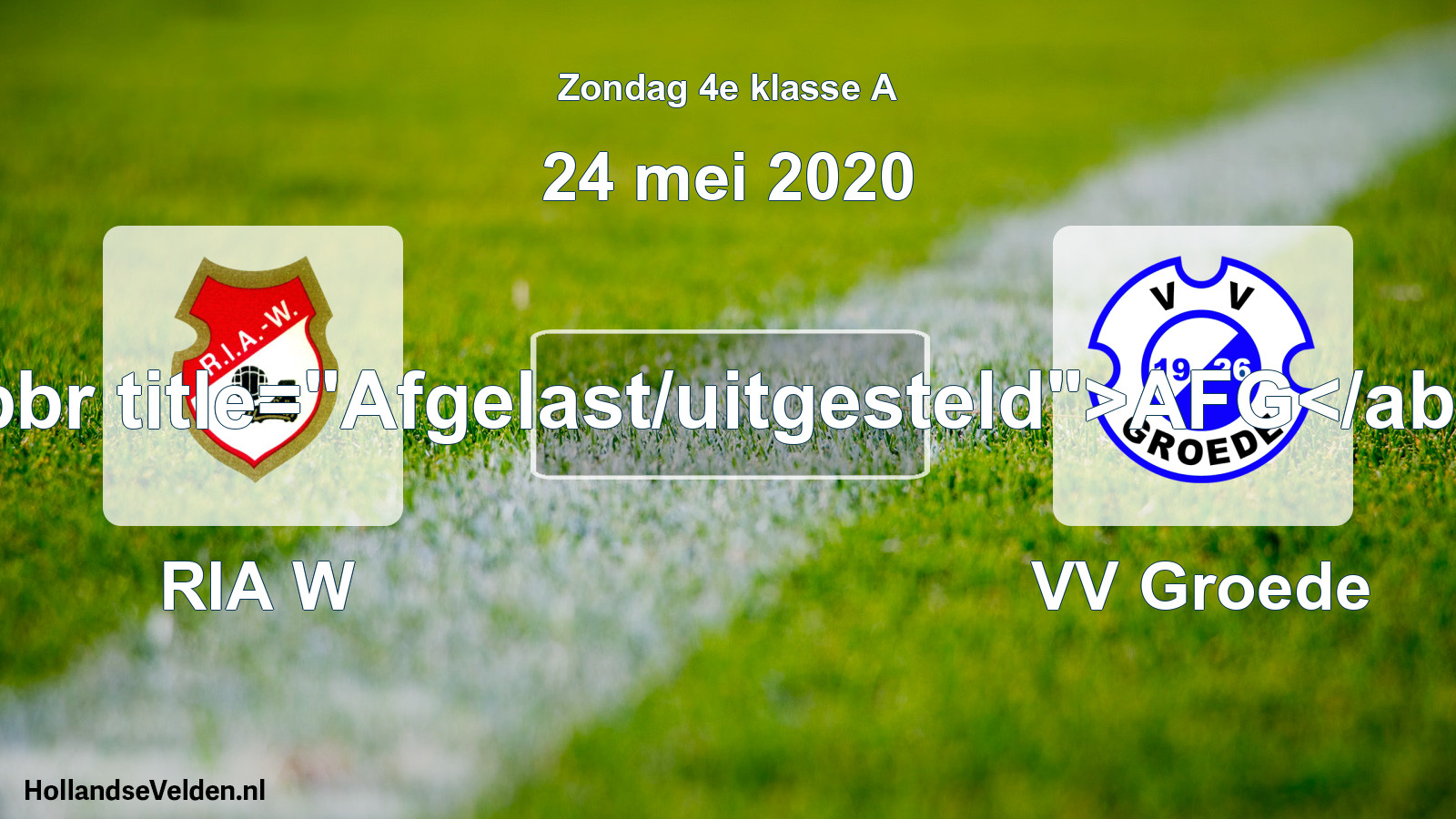 Scheduled Match: RIA W - VV Groede (24 May 2020)