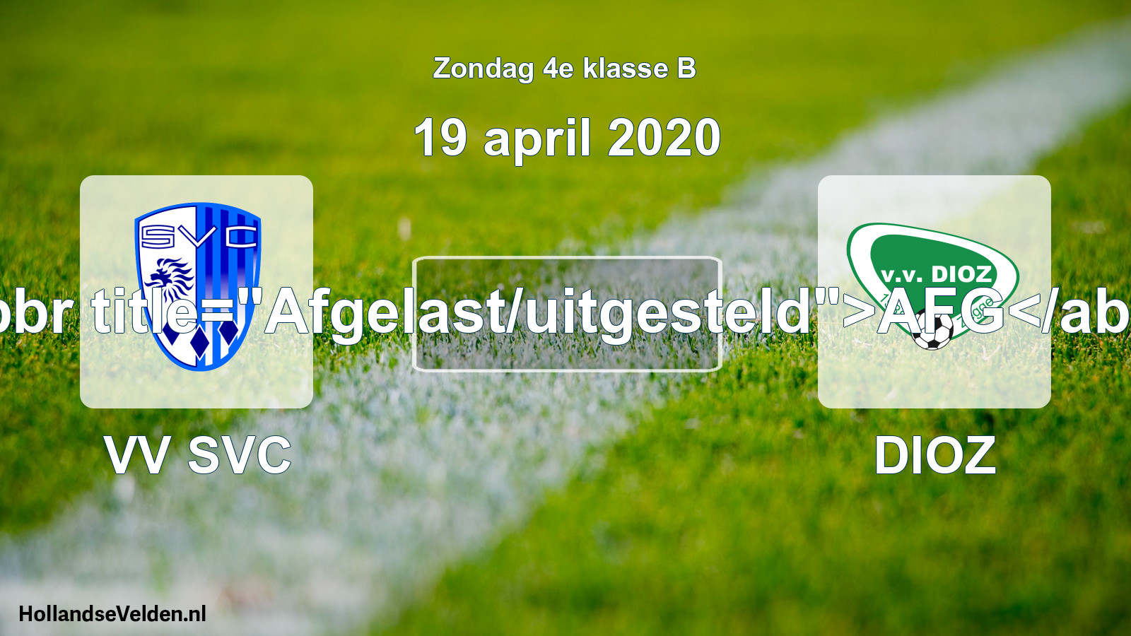 Scheduled Match: VV SVC - DIOZ (19 April 2020)