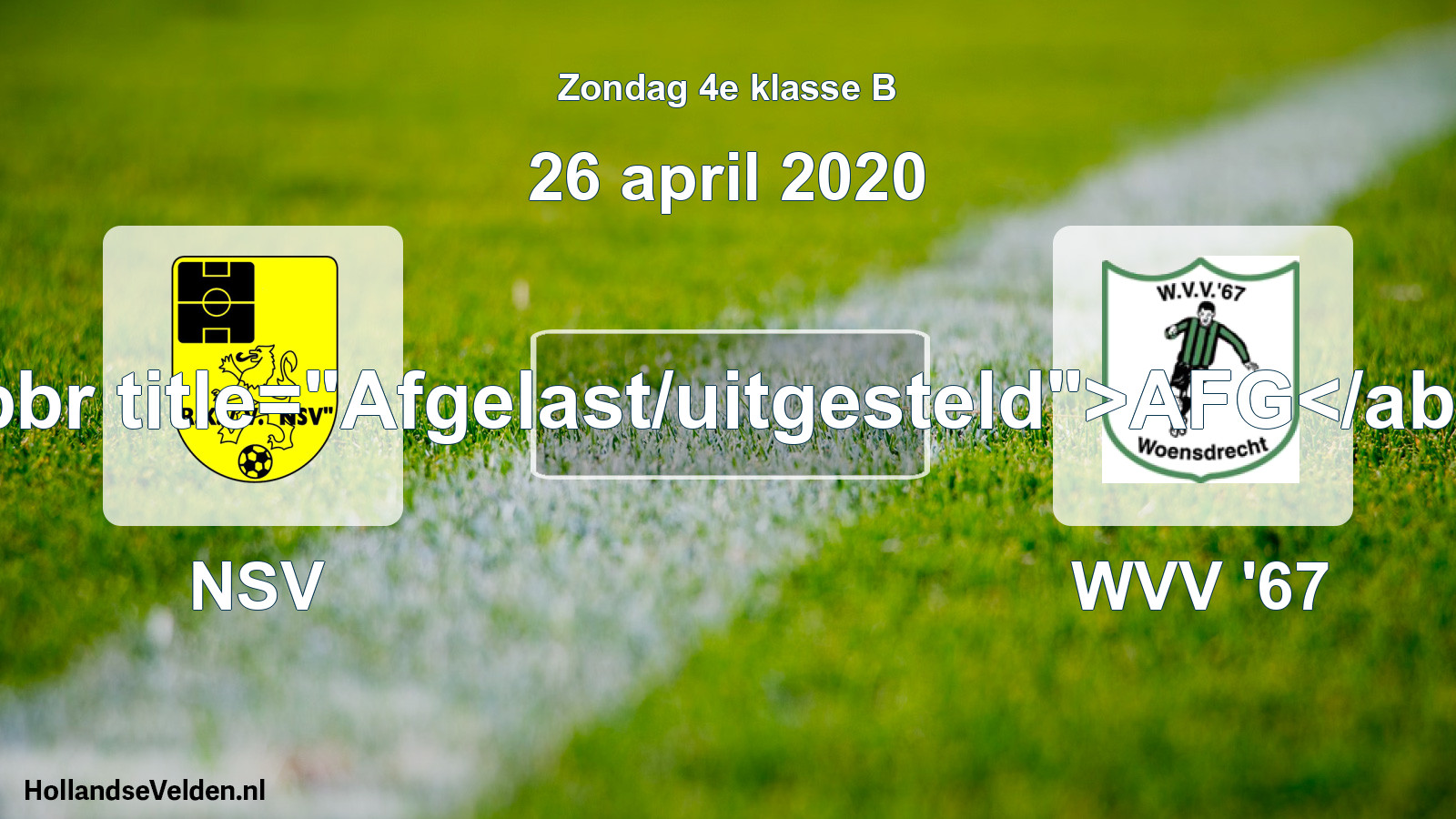 Scheduled Match: NSV - WVV '67 (26 April 2020)