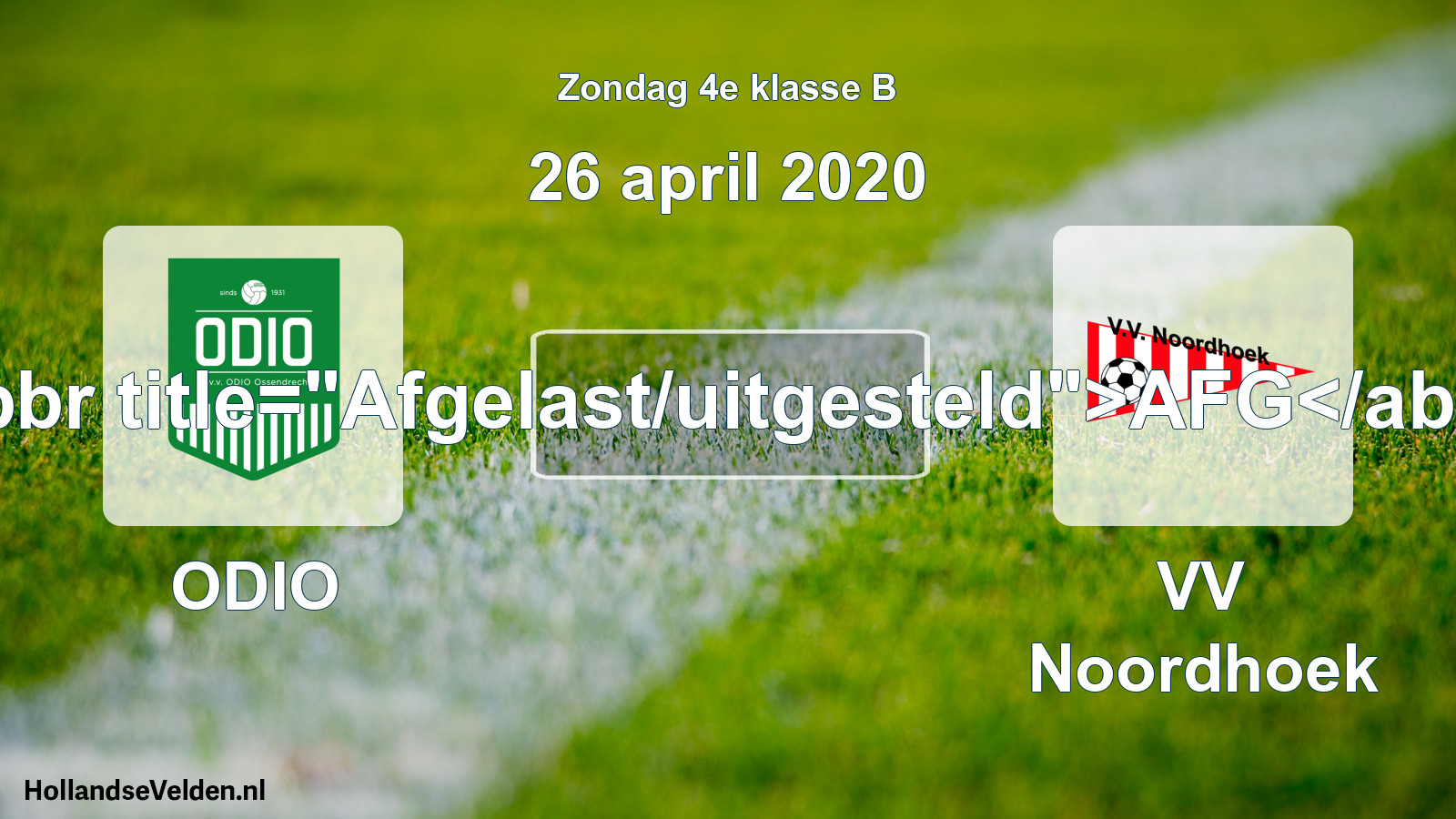Scheduled Match: ODIO - VV Noordhoek (26 April 2020)