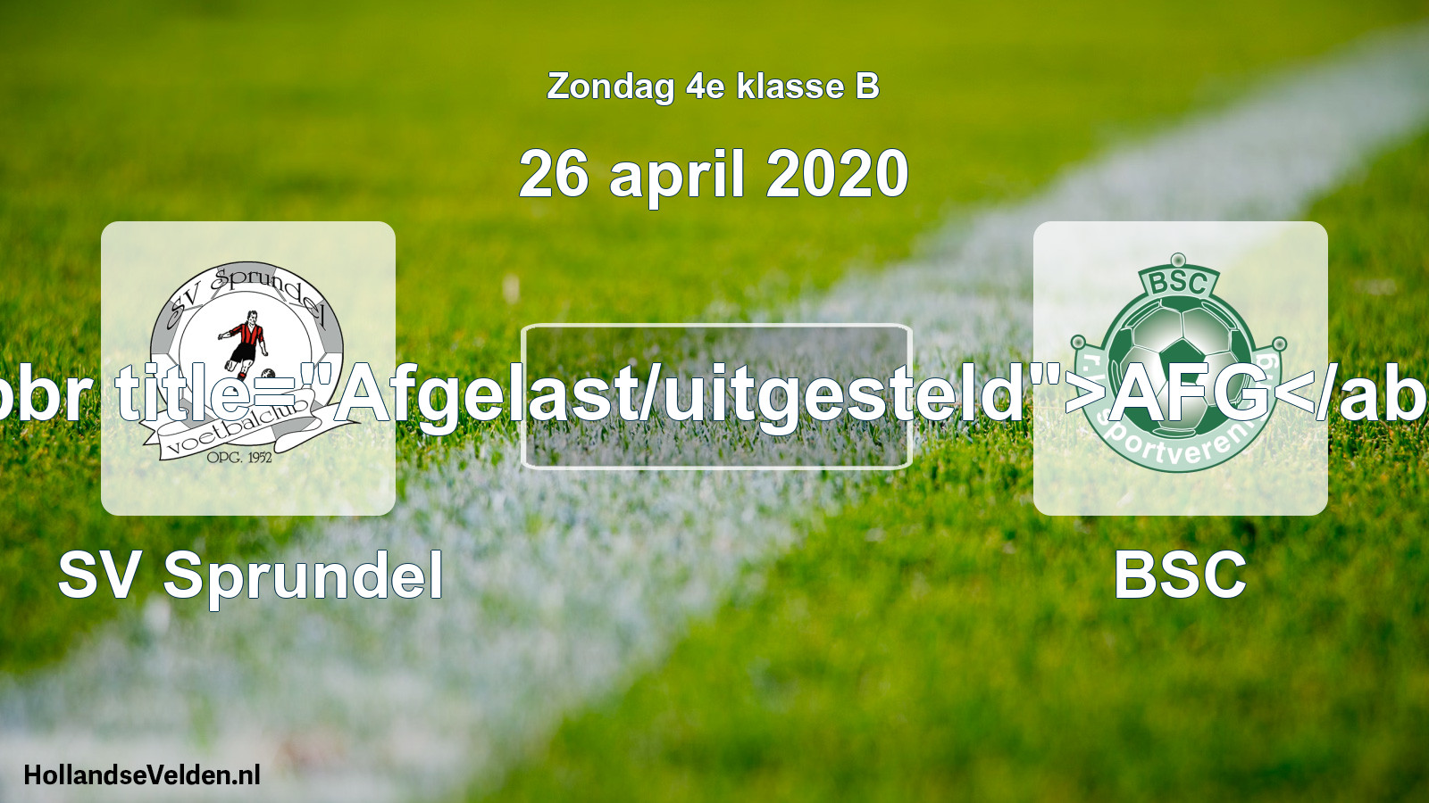Scheduled Match: SV Sprundel - BSC (26 April 2020)