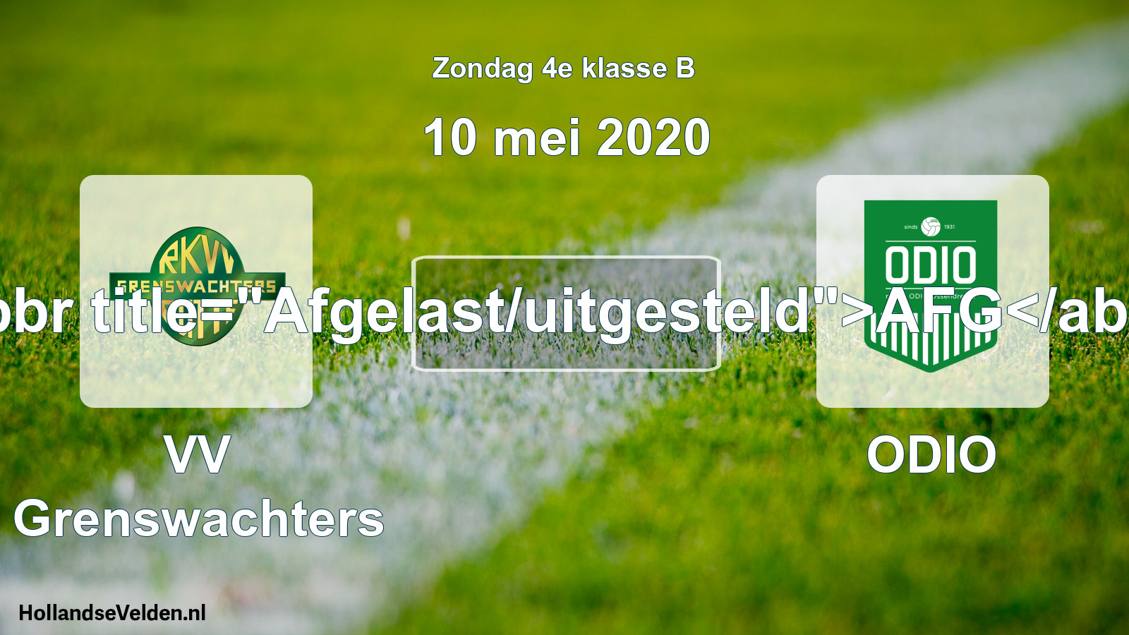 Scheduled Match: VV Grenswachters - ODIO (10 May 2020)