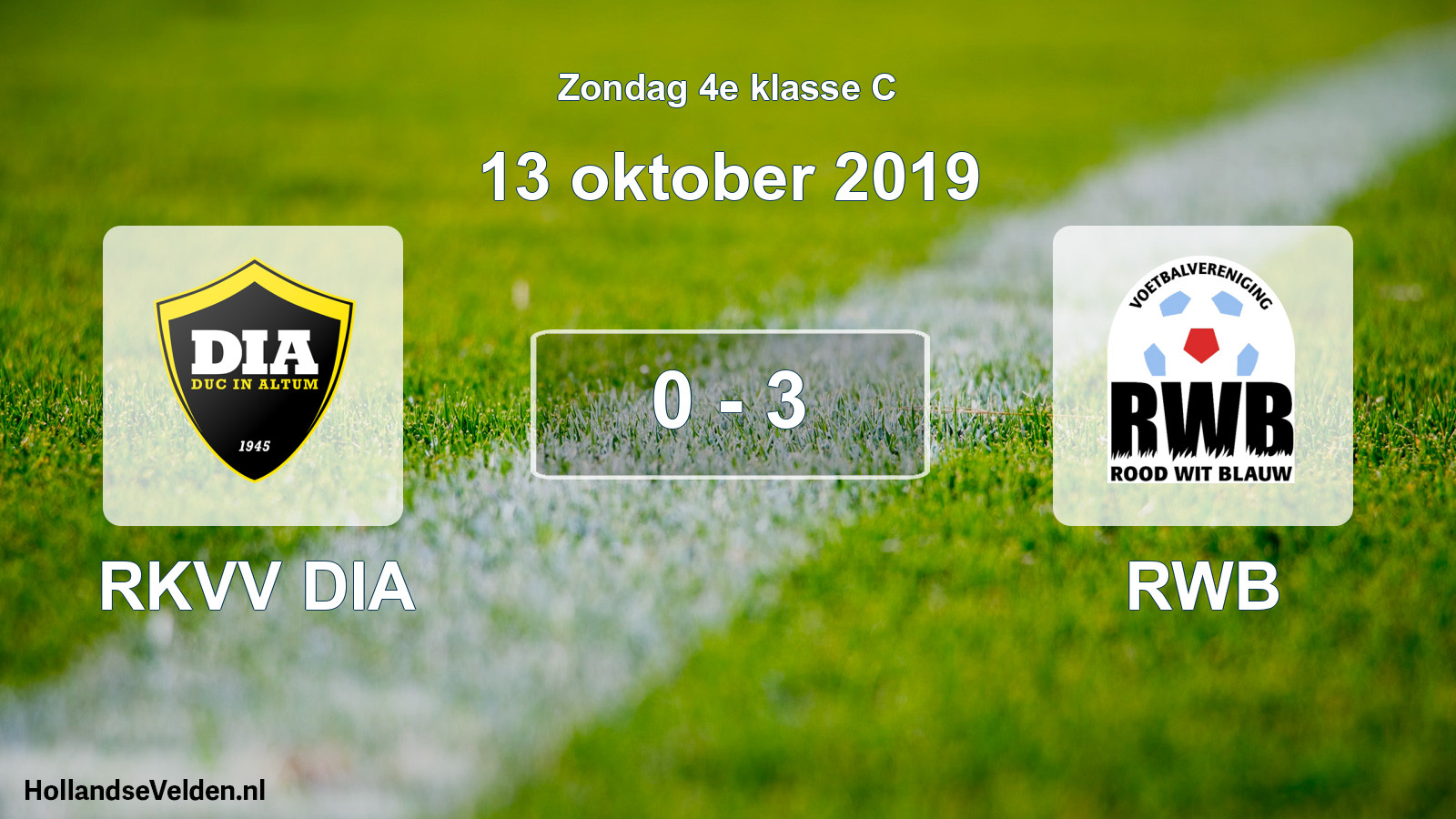 Total number of matches played: RKVV DIA - RWB 0 - 3 (13 October 2019)