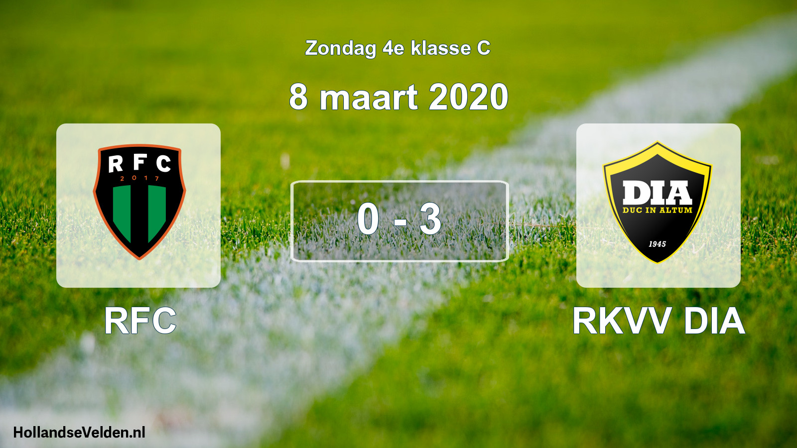Total number of matches played: RFC - RKVV DIA 0 - 3 (8 March 2020)