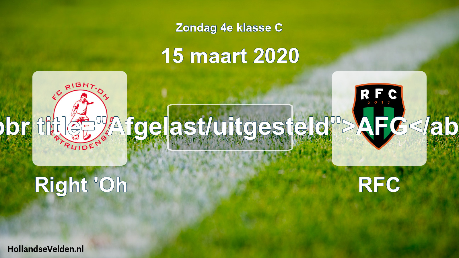 Scheduled Match: Right 'Oh - RFC (15 March 2020)