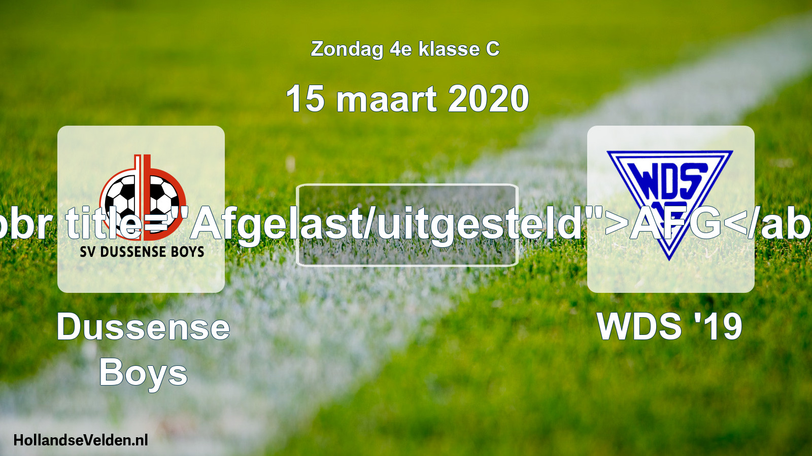 Scheduled Match: Dussense Boys - WDS '19 (15 March 2020)
