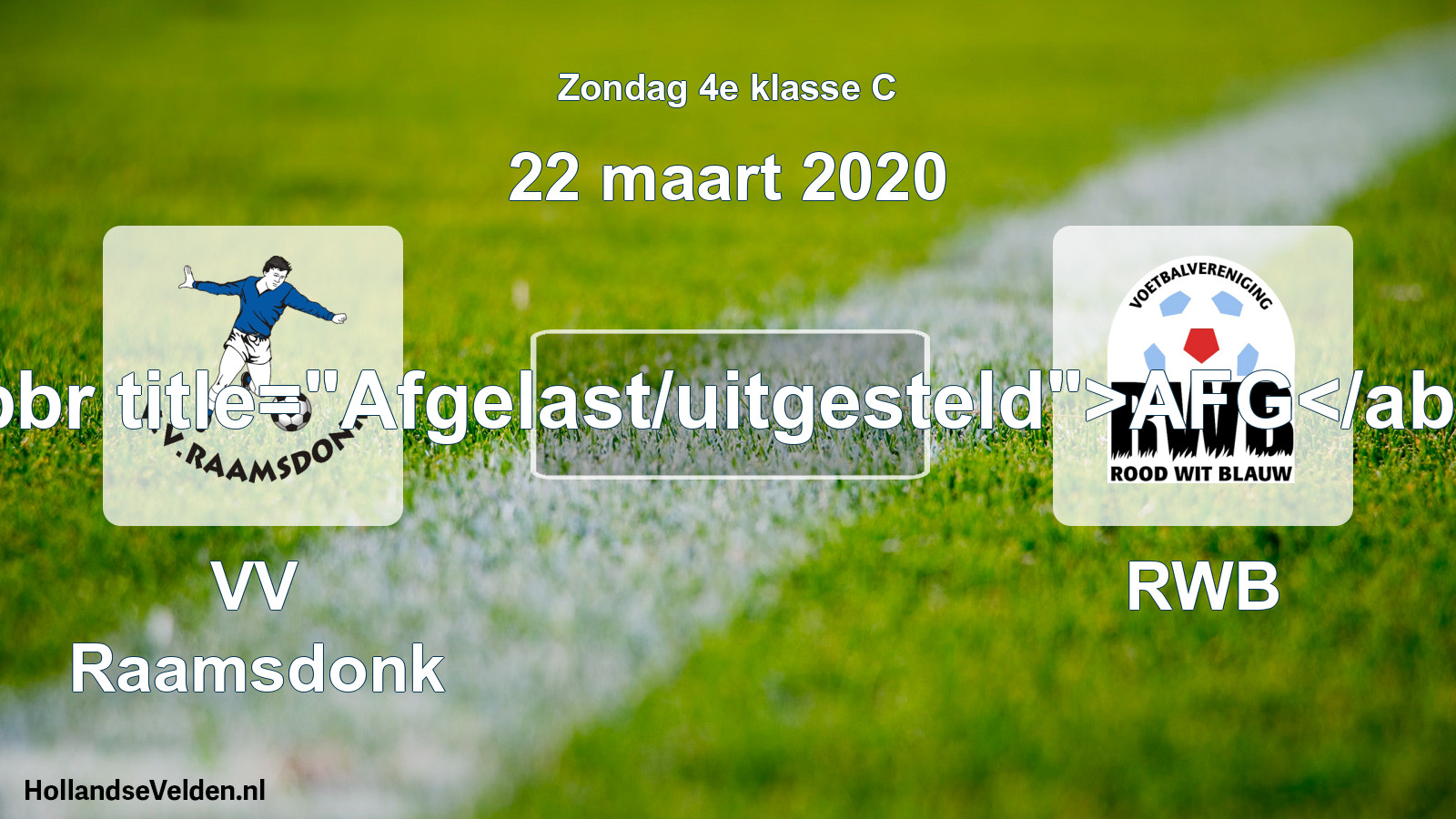 Scheduled Match: VV Raamsdonk - RWB (22 March 2020)