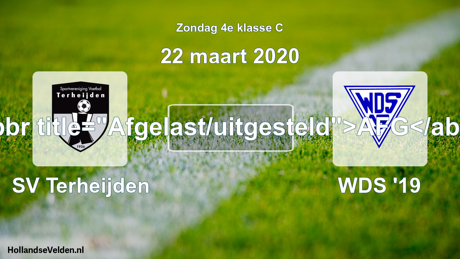 Scheduled Match: SV Terheijden - WDS '19 (22 March 2020)