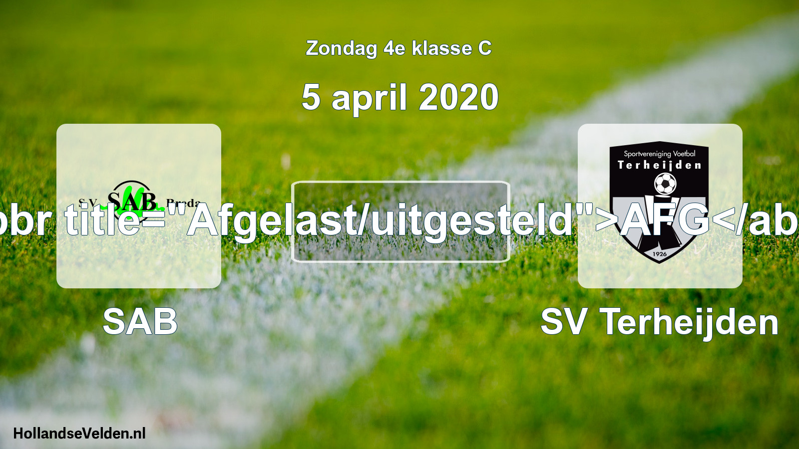 Scheduled Match: SAB - SV Terheijden (5 April 2020)