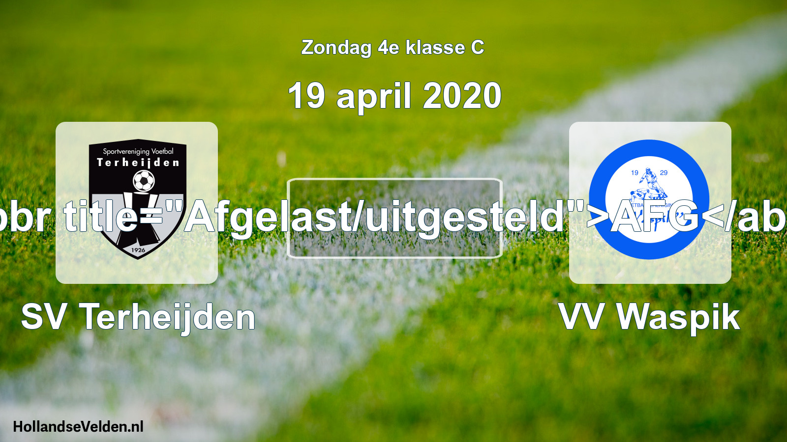Scheduled Match: SV Terheijden - VV Waspik (19 April 2020)
