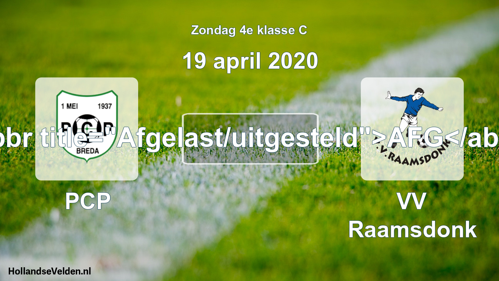 Scheduled Match: PCP - VV Raamsdonk (19 April 2020)