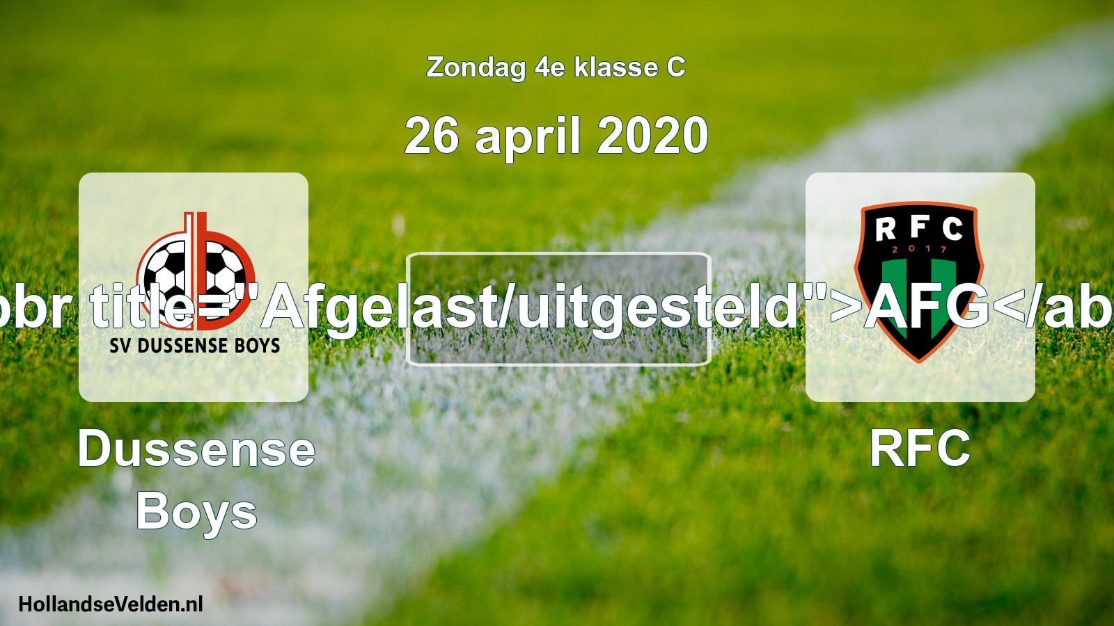 Scheduled Match: Dussense Boys - RFC (26 April 2020)