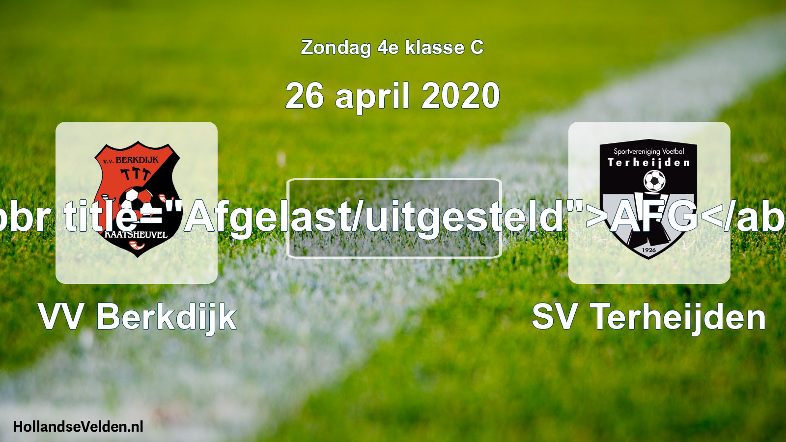 Scheduled Match: VV Berkdijk - SV Terheijden (26 April 2020)