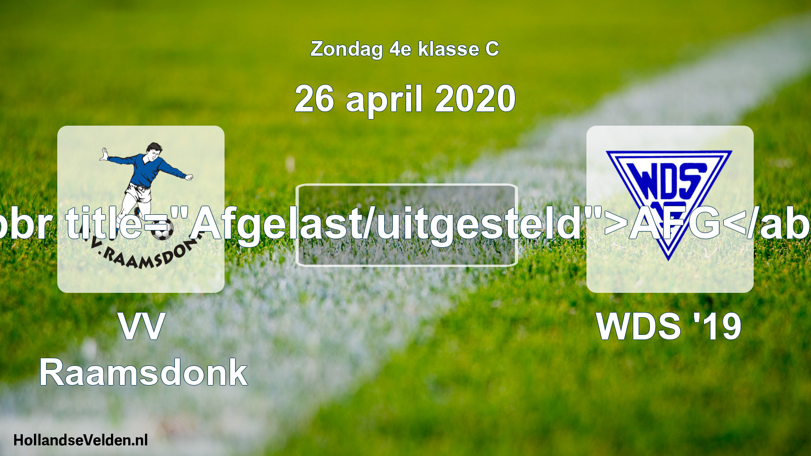 Scheduled Match: VV Raamsdonk - WDS '19 (26 April 2020)