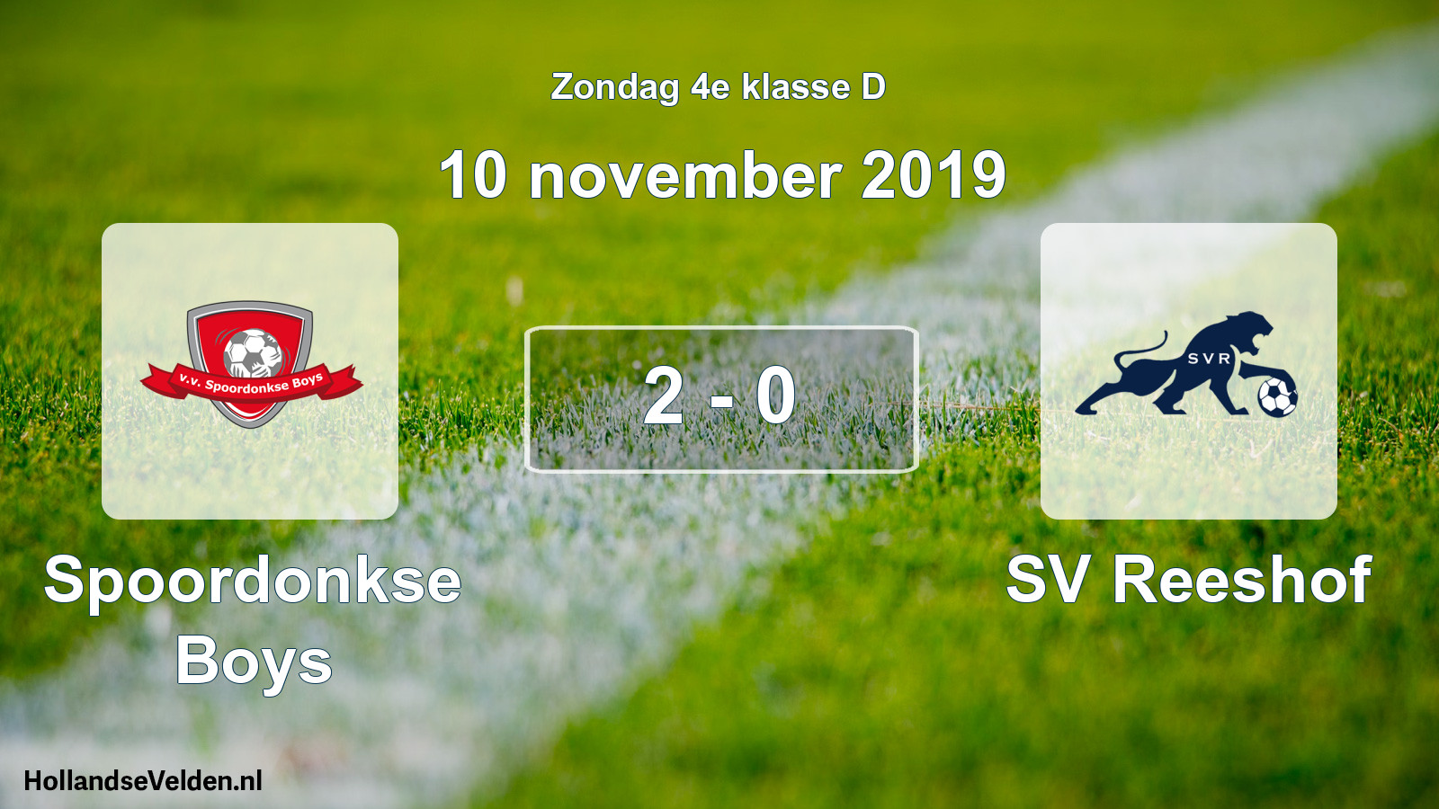 Total number of matches played: Spoordonkse Boys - SV Reeshof 2 - 0 (10 November 2019)