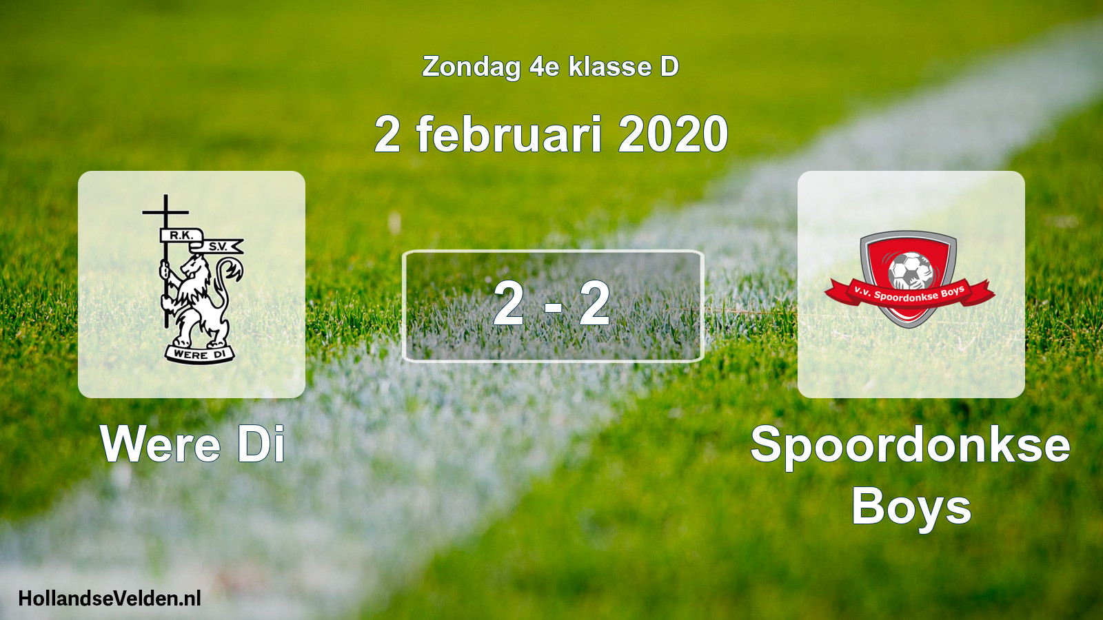 Total number of matches played: Were Di - Spoordonkse Boys 2 - 2 (2 February 2020)