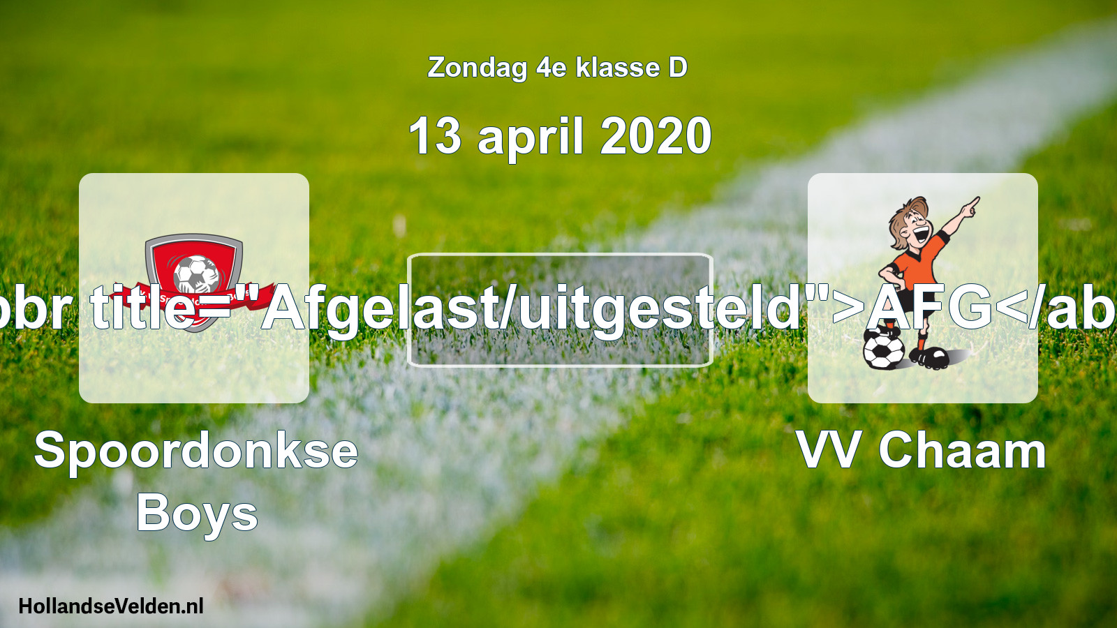 Scheduled Match: Spoordonkse Boys - VV Chaam (13 April 2020)