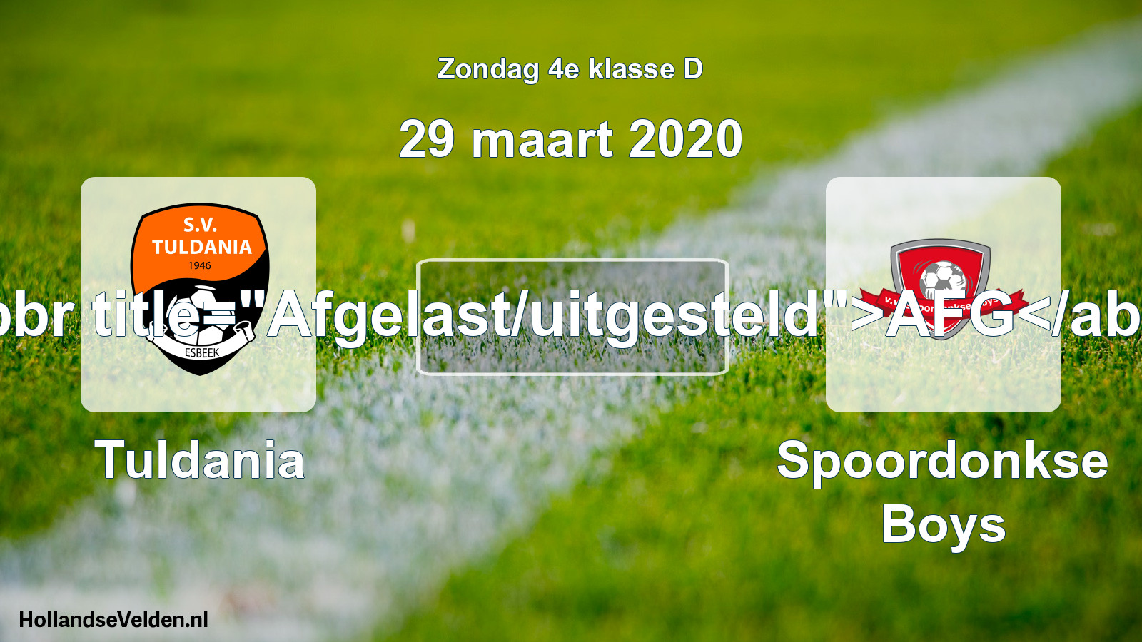 Scheduled Match: Tuldania - Spoordonkse Boys (29 March 2020)