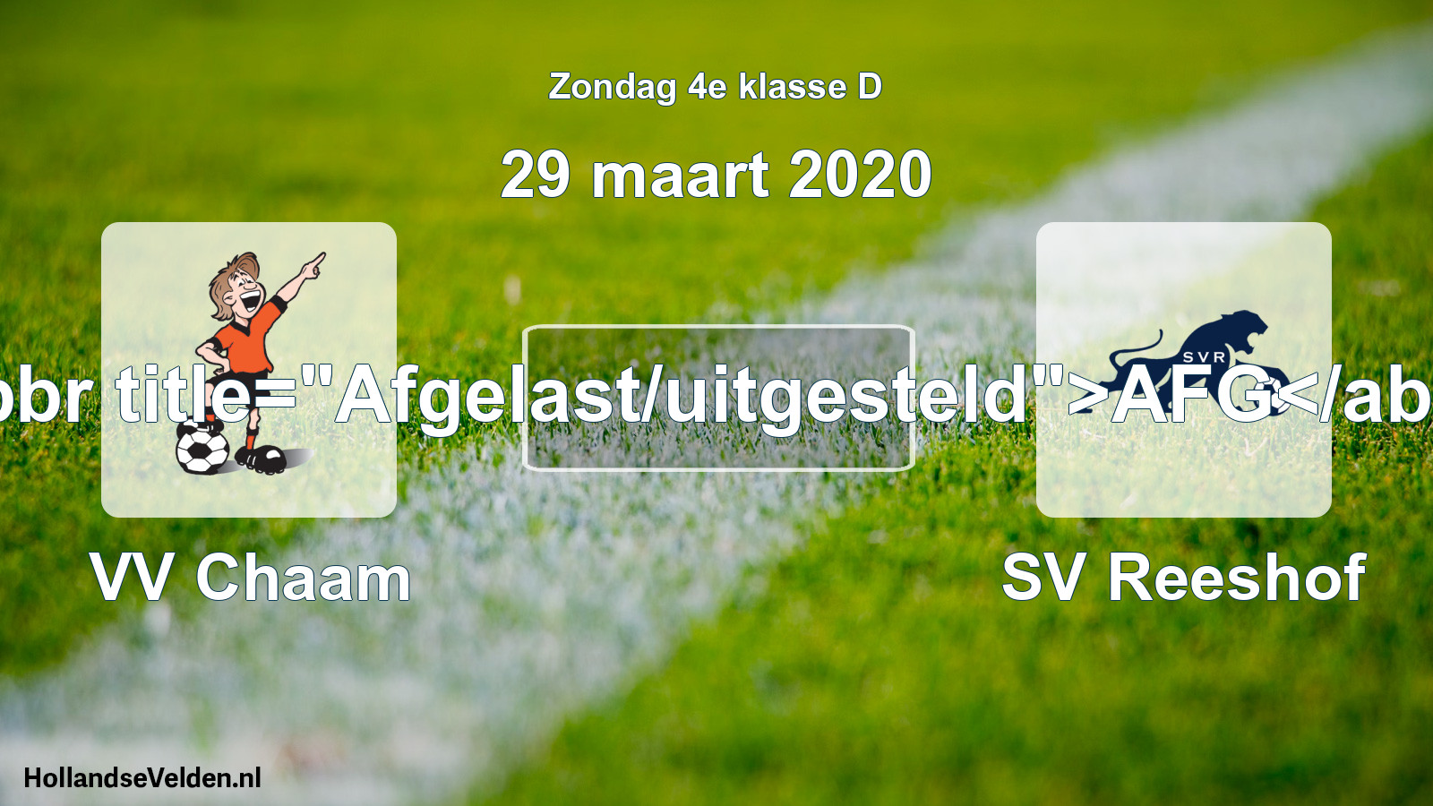 Scheduled Match: VV Chaam - SV Reeshof (29 March 2020)