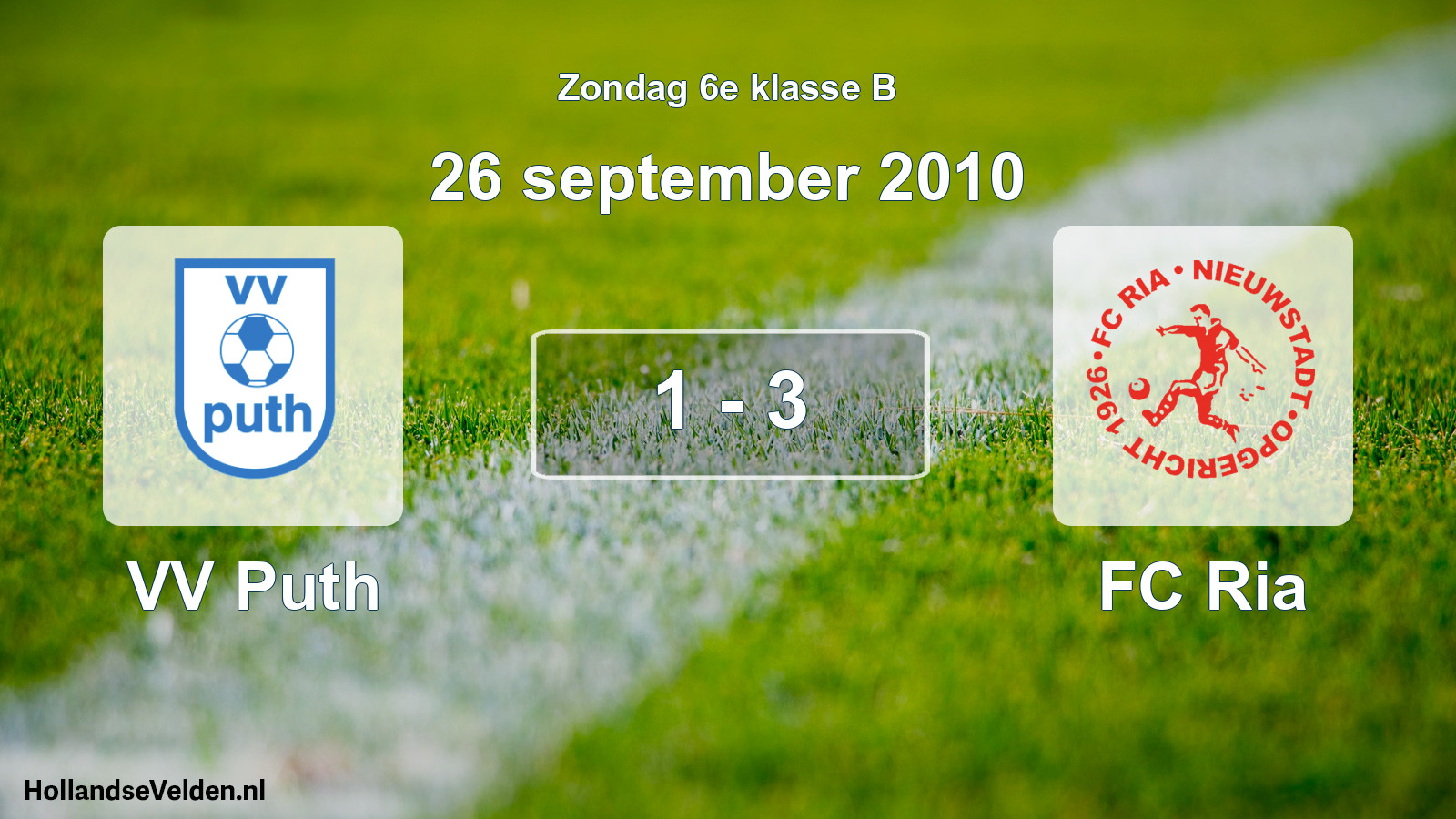 Total number of matches played: VV Puth - FC Ria 1 - 3 (26 September 2010)