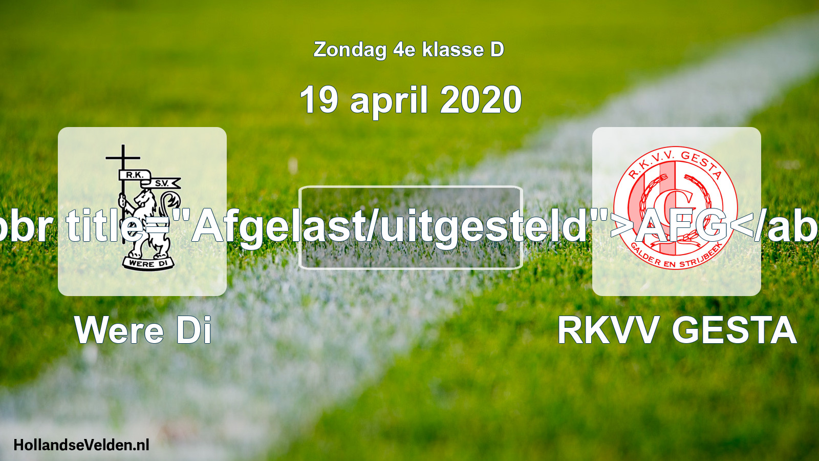 Scheduled Match: Were Di - RKVV GESTA (19 April 2020)