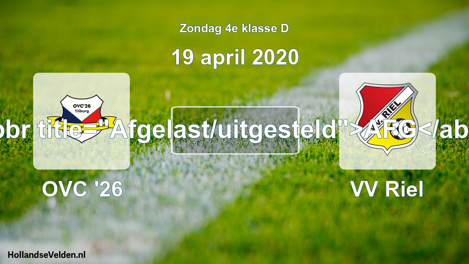 Scheduled Match: OVC '26 - VV Riel (19 April 2020)