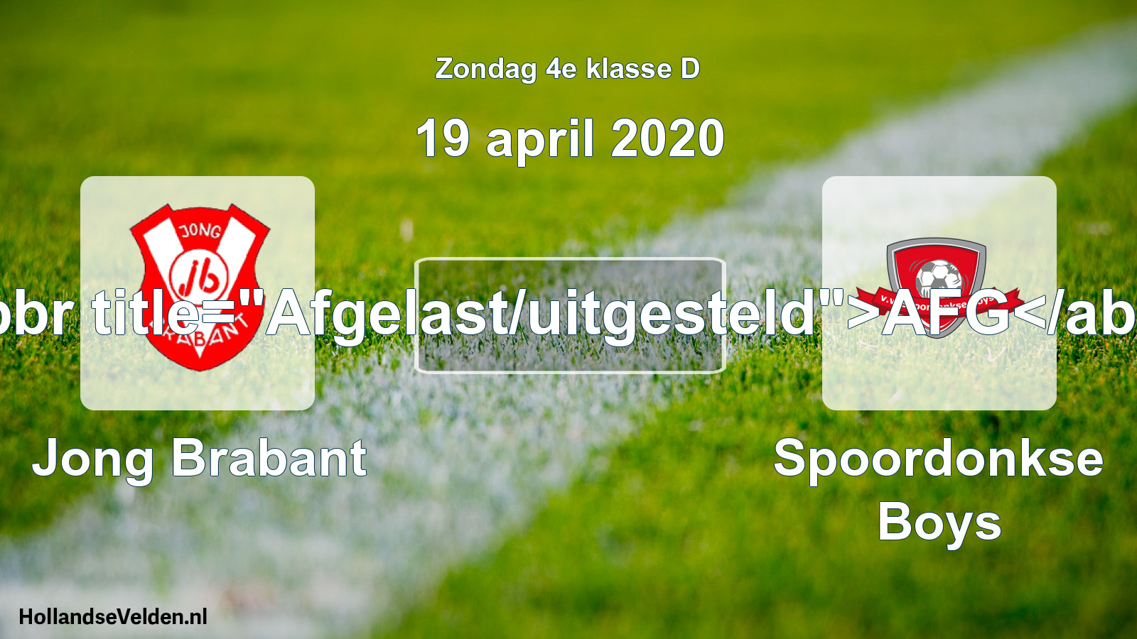 Scheduled Match: Jong Brabant - Spoordonkse Boys (19 April 2020)