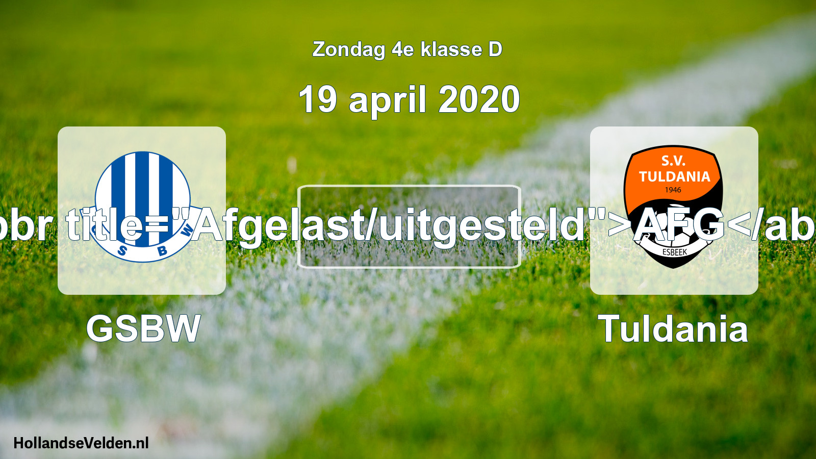 Scheduled Match: GSBW - Tuldania (19 April 2020)