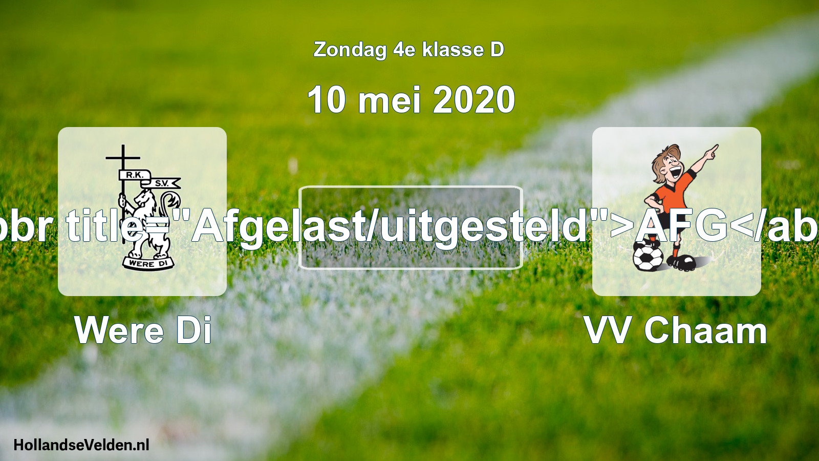 Scheduled Match: Were Di - VV Chaam (10 May 2020)