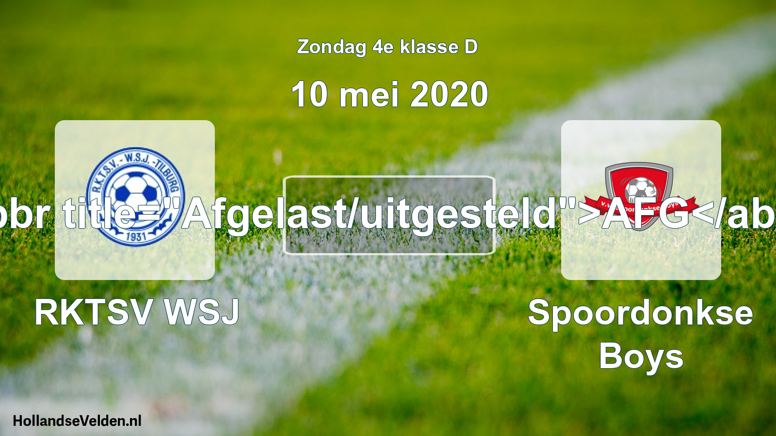 Scheduled Match: RKTSV WSJ - Spoordonkse Boys (10 May 2020)